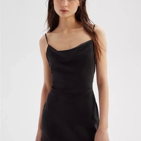Urban Outfitters Cowl Neck Black Slip Mini Dress, Size Small - Picture 1 of 13